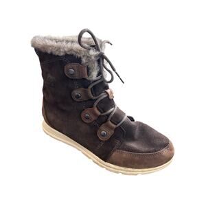Sorel Explorer Joan Brown Suede Faux Fur Boots Women’s Size 11